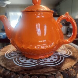 Orange Ceramic Teapot